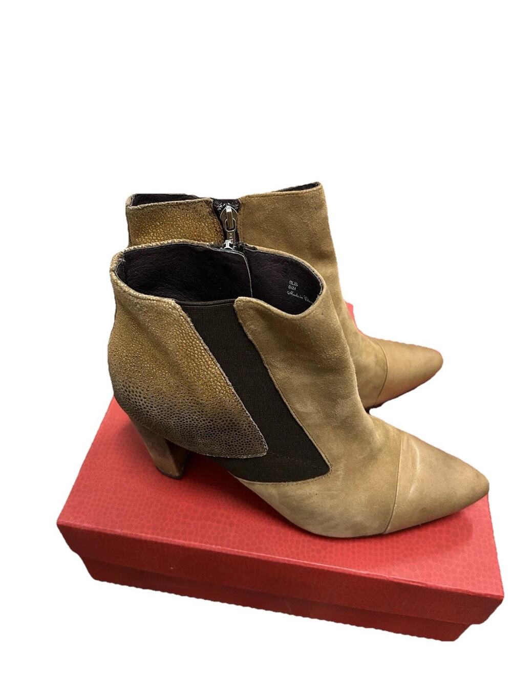 Donald J Pliner BLIS MO85 Camel/Stingray Print Suede Ankle Boots Zip 8.5